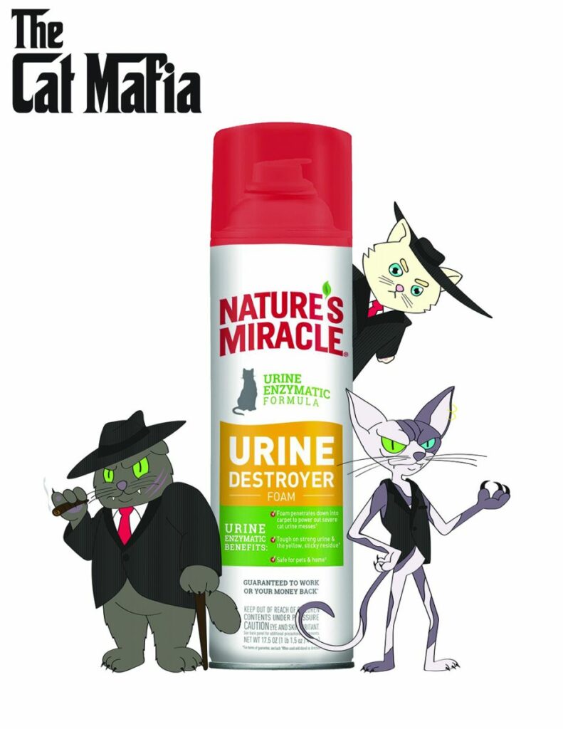 Nature's Miracle ad with cartoon cats
