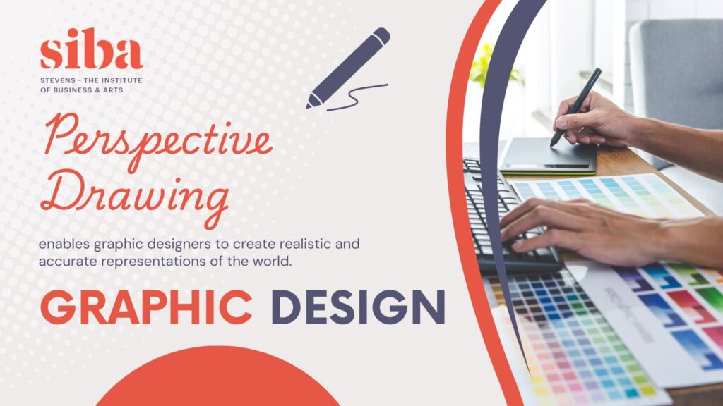 Perspective Drawing in Graphic Design - person drawing on an tablet with color swatches in view