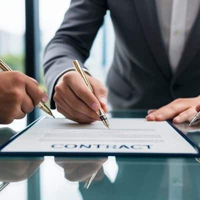 Someone signing a contract