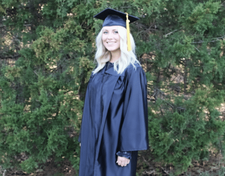 Woman in cap and gown - Siba - Stevens Institute of Business
